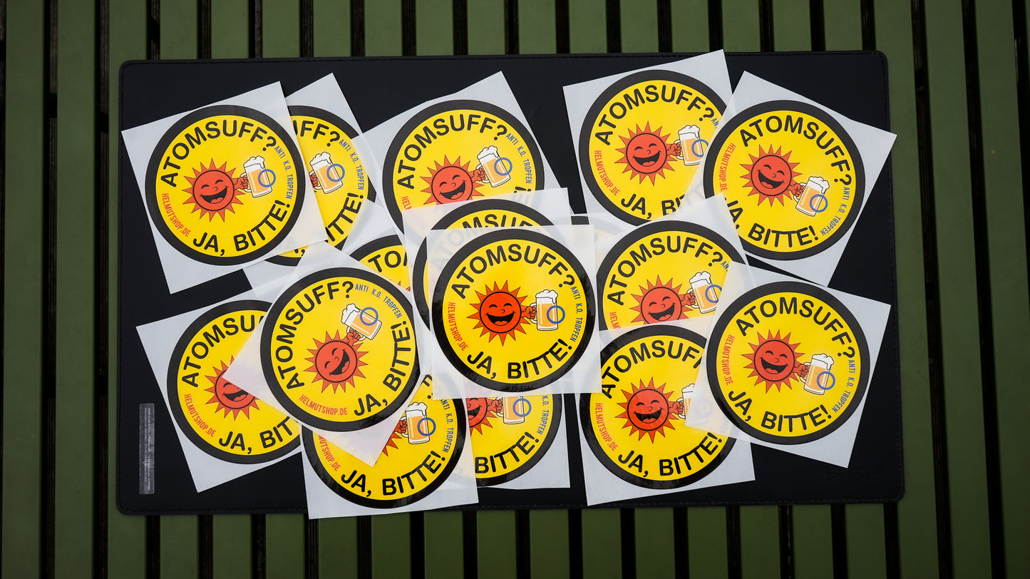 "ANTI-K.O.-TROPFEN STICKER - ATOMSUFF JA BITTE" | SAFETY FIRST | STICKER | AUFKLEBER | MALLE | PARTY