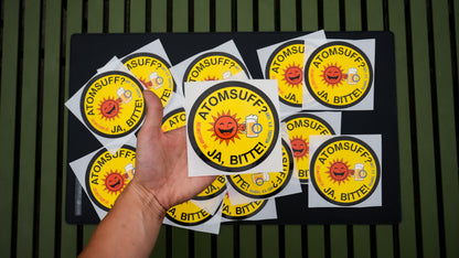 "ANTI-K.O.-TROPFEN STICKER - ATOMSUFF JA BITTE" | SAFETY FIRST | STICKER | AUFKLEBER | MALLE | PARTY